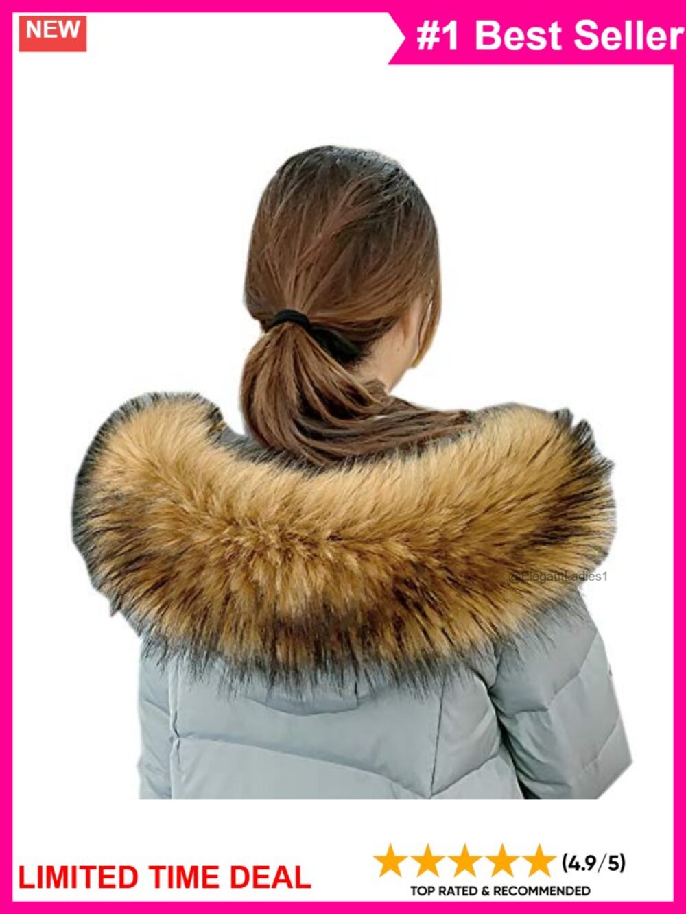 Faux Fur Detachable Hood Trim Collar Scarf Wrap for Coats